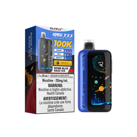 RUFPUF RIPPER XXX - DISPOSABLE - 100K - BOMB BLUE RAZZ ICE