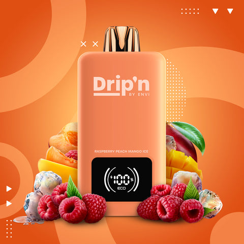 DRIP'N BY ENVI - 70K - DISPOSABLE - RASPBERRY PEACH MANGO ICE