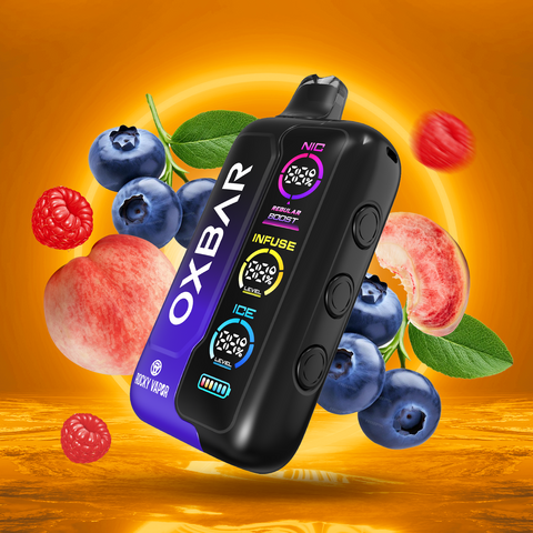 ROCKY VAPOR OXBAR TRI FUSION - DISPOSABLE - PEACH BLUEBERRY RASPBERRY