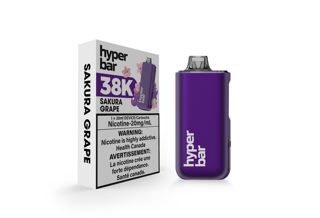 HYPER BAR - DISPOSABLE - BE38000 - SAKURA GRAPE OttawaVape HYPER BAR - DISPOSABLE - BE38000 - SAKURA GRAPE OttawaVape